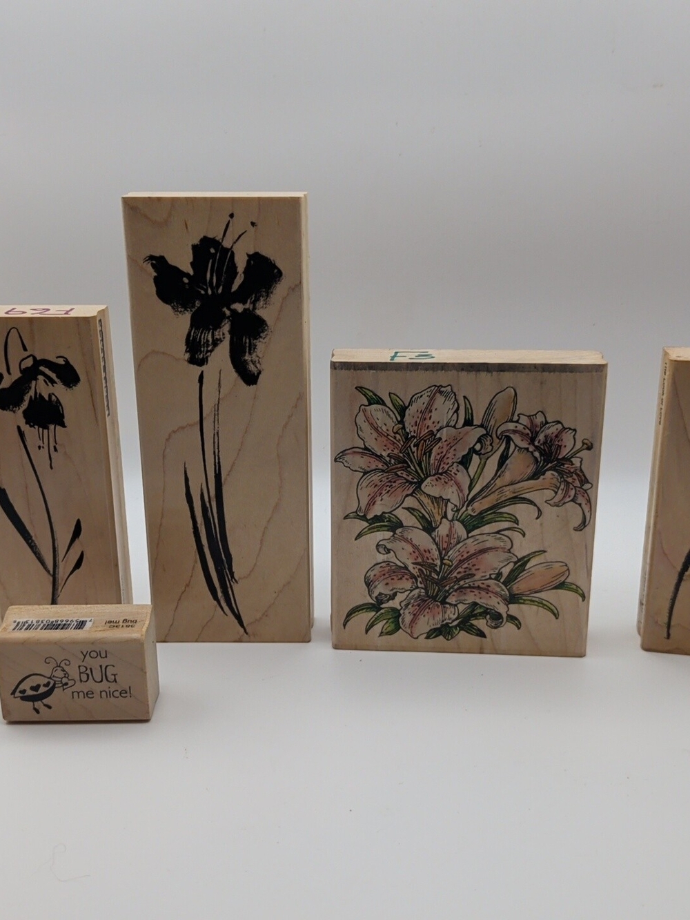 Penny Black Lot of 5 Wood Mounted Rubber Stamps Floral Flowers & Plants (G)